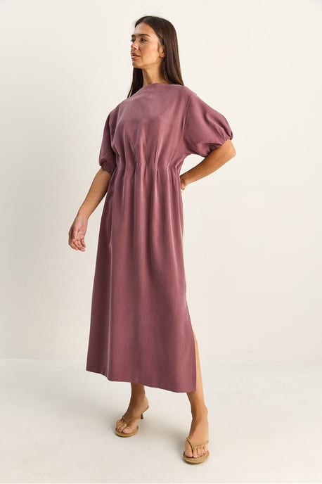 Midi Baumwollkleid mit Rundhalsausschnitt und Dreiviertelärmeln - Image 5