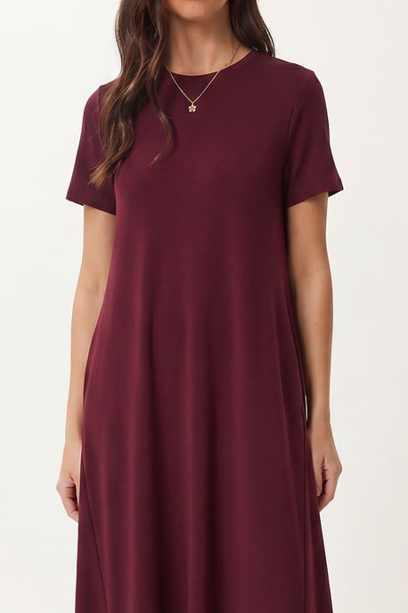 Midi-Kleid mit kurzen Ärmeln und Rundhalsausschnitt - Image 3