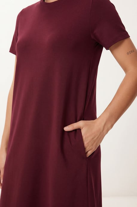 Midi-Kleid mit kurzen Ärmeln und Rundhalsausschnitt - Image 4