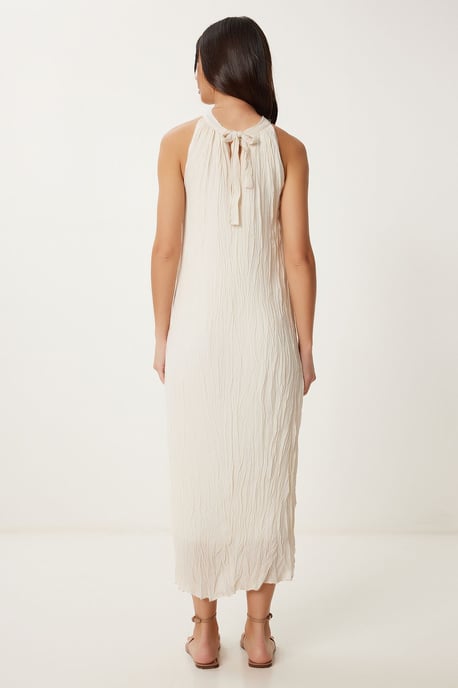 Strukturiertes Midikleid mit Halterneck-Kragen - Image 5