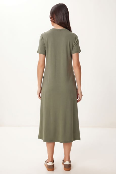 Midi-Kleid mit kurzen Ärmeln und Rundhalsausschnitt - Image 4