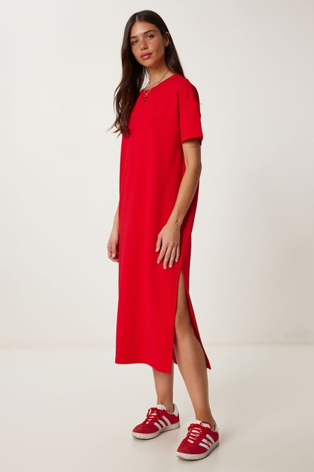 Midi Baumwollkleid mit Schlitz - Image 1