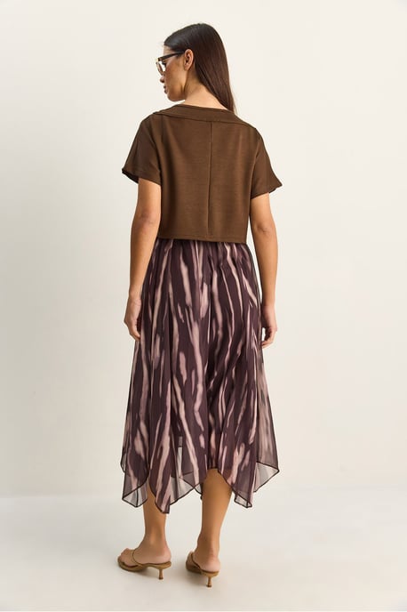 Abstraktes Print Boot-Ausschnitt Midi-Kleid - Image 5