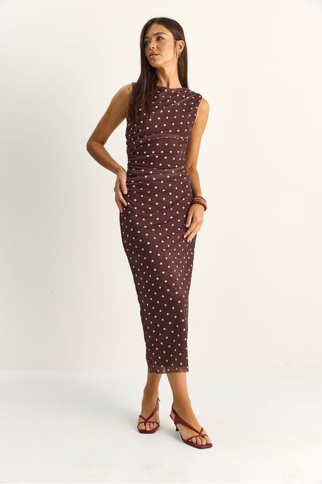 Punktemuster Bodycon Midi-Kleid - Image 3