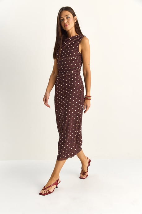 Punktemuster Bodycon Midi-Kleid - Image 4
