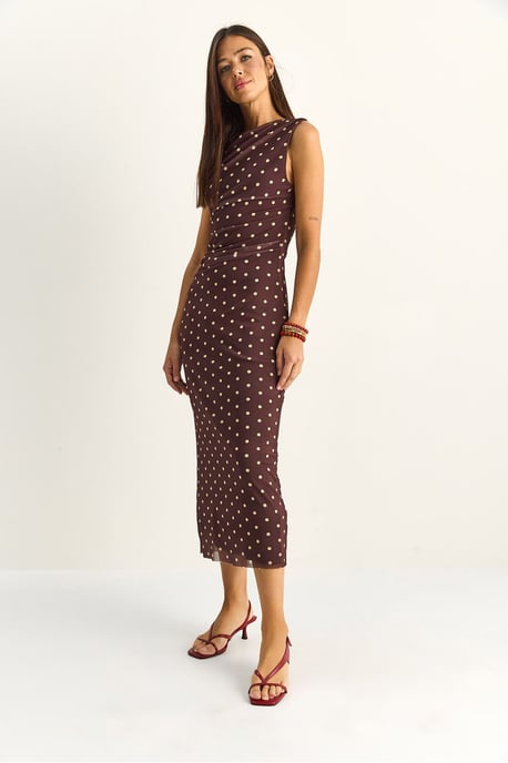 Punktemuster Bodycon Midi-Kleid - Image 5
