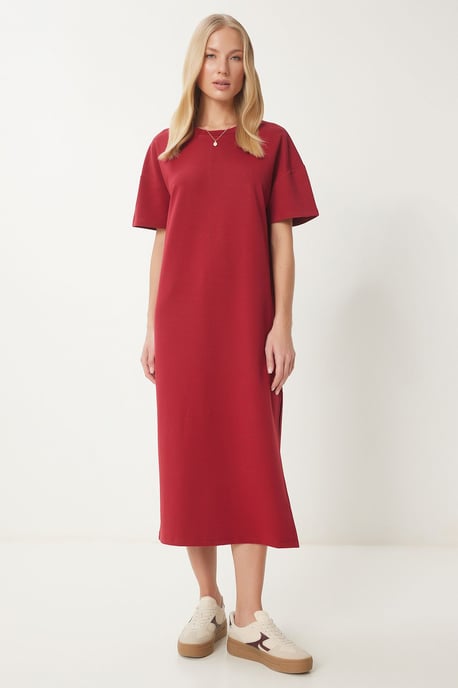 Midi Baumwollkleid mit Schlitz - Image 1