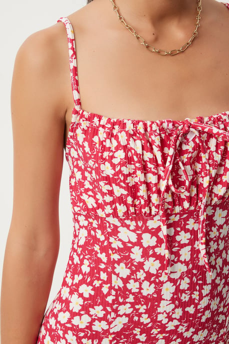 Blumenmuster Ripp-Midi-Kleid mit Schlitz - Image 4