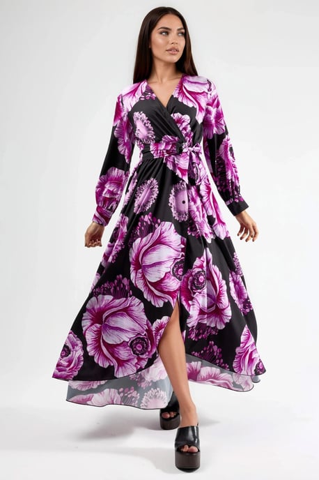 Blumenmuster Midi-Kleid mit Schleifendetail - Image 1