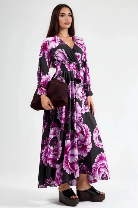 Blumenmuster Midi-Kleid mit Schleifendetail - Image 2