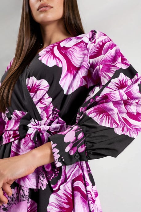 Blumenmuster Midi-Kleid mit Schleifendetail - Image 5