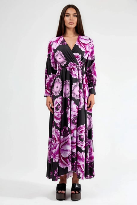 Blumenmuster Midi-Kleid mit Schleifendetail - Image 6