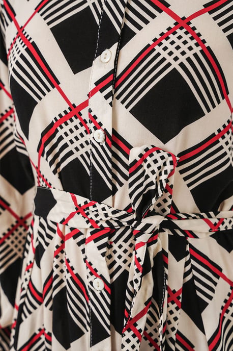 Karo Midi Hemdkleid mit Knopfverschluss - Image 5
