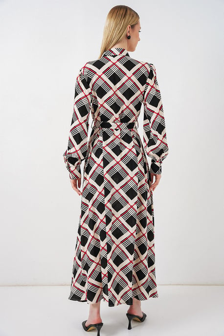 Karo Midi Hemdkleid mit Knopfverschluss - Image 6