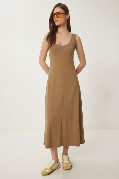 U-Kragen Midi-Kleid - Image 2