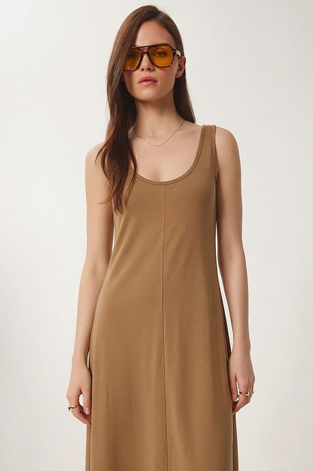 U-Kragen Midi-Kleid - Image 3