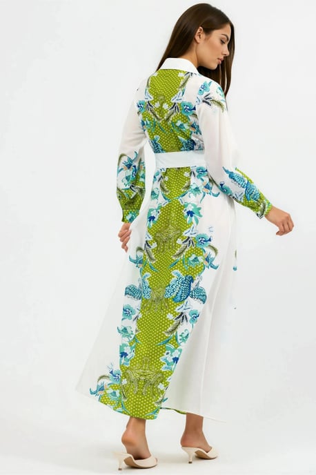 Blumenkleid mit Gürtel in Midi-Länge - Image 4