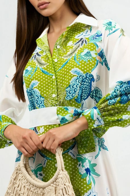 Blumenkleid mit Gürtel in Midi-Länge - Image 5