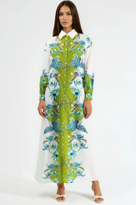 Blumenkleid mit Gürtel in Midi-Länge - Image 6