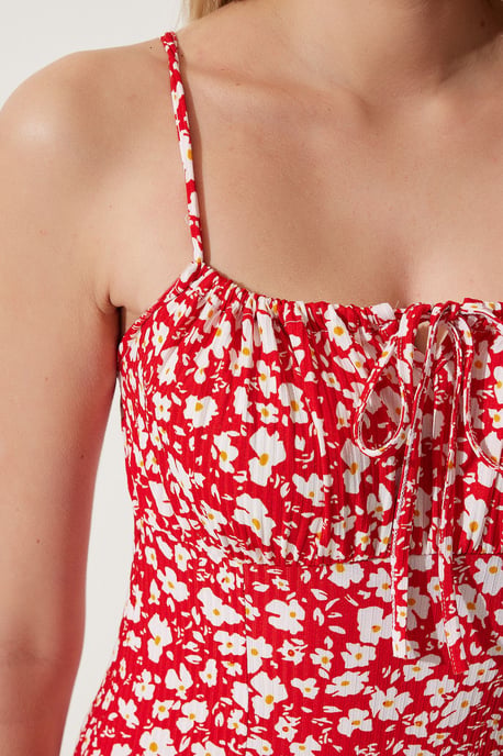 Blumenmuster Ripp-Midi-Kleid mit Schlitz - Image 5