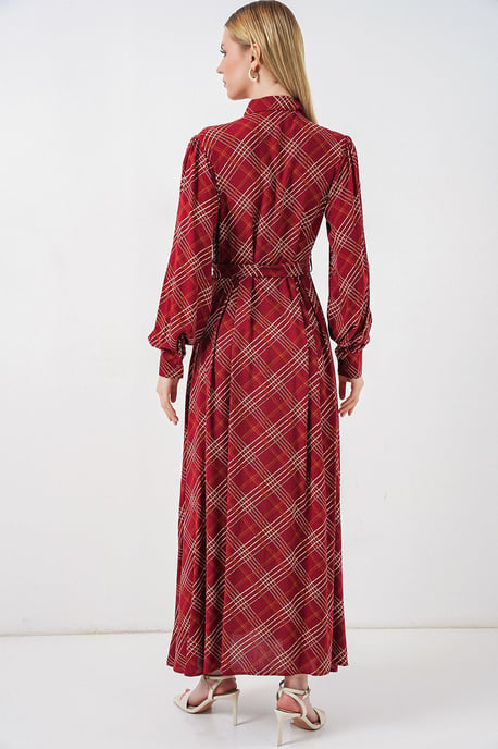Kariertes Midi-Hemdkleid mit Knopfverschluss - Image 6