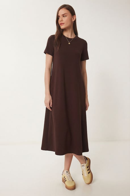 Midikleid mit kurzen Ärmeln und Rundhalsausschnitt - Image 2