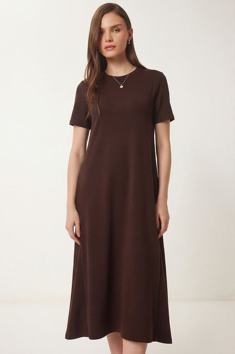 Midikleid mit kurzen Ärmeln und Rundhalsausschnitt - Image 3