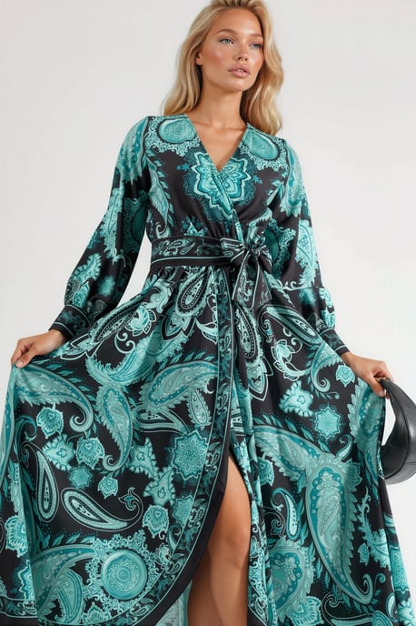 Midi-Kleid mit floralem Krawatten-Detail - Image 4