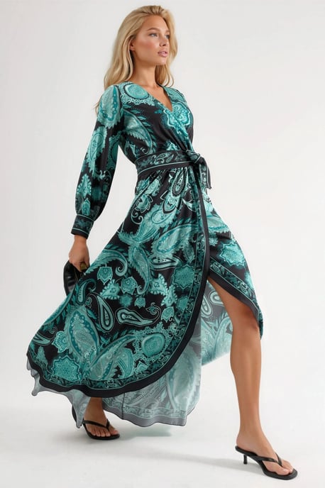 Midi-Kleid mit floralem Krawatten-Detail - Image 5