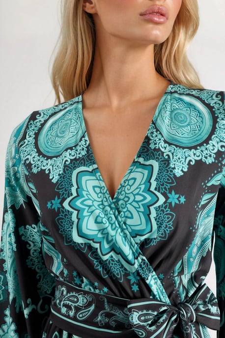 Midi-Kleid mit floralem Krawatten-Detail - Image 6