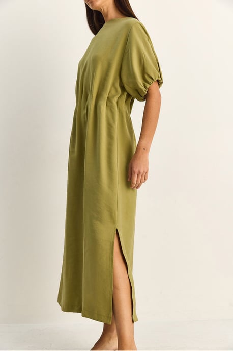 Midi-Baumwollkleid mit Rundhalsausschnitt und Dreiviertelärmeln - Image 4