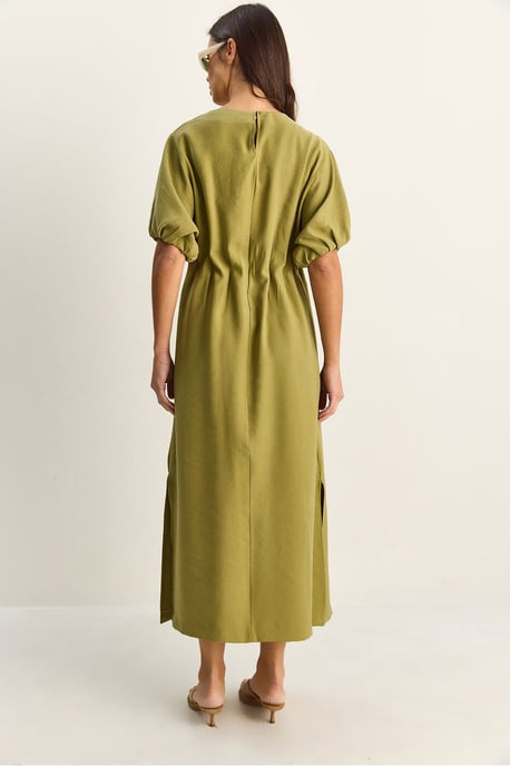 Midi-Baumwollkleid mit Rundhalsausschnitt und Dreiviertelärmeln - Image 6