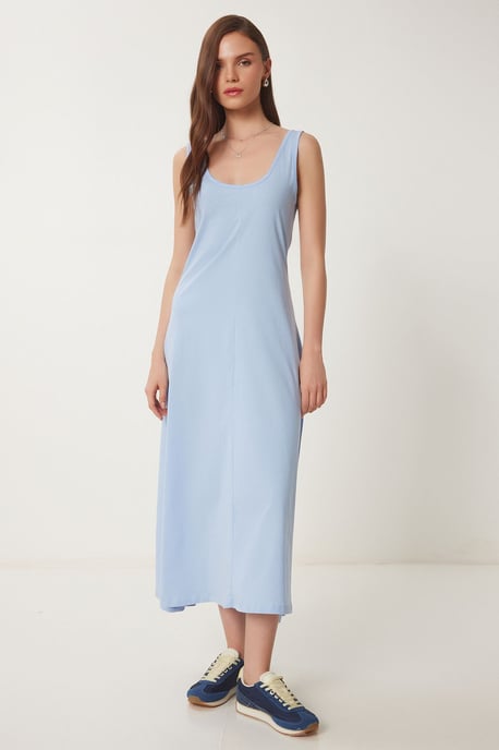 U-Kragen Midi Kleid - Image 1