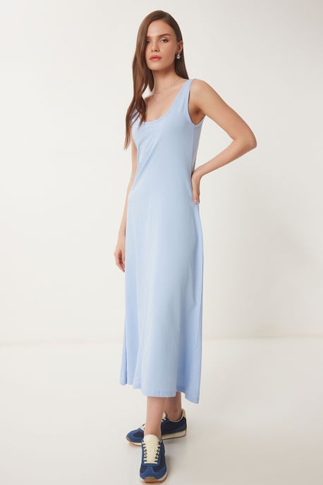 U-Kragen Midi Kleid - Image 2