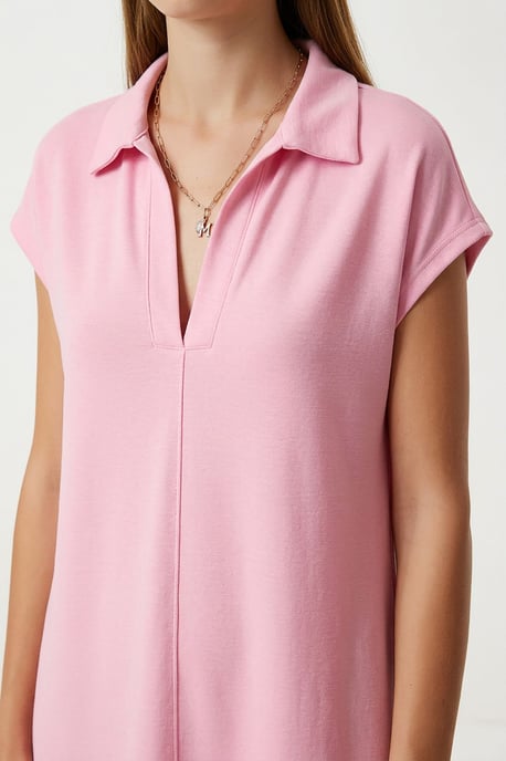 Polo-Kragen Pull-On Midi-Kleid mit Tasche - Image 4