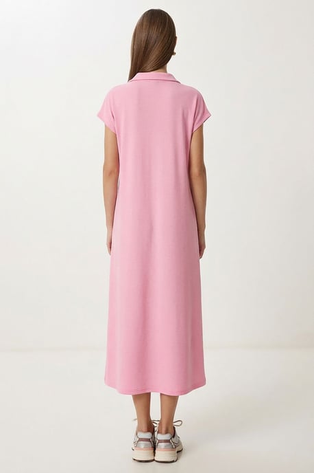 Polo-Kragen Pull-On Midi-Kleid mit Tasche - Image 5