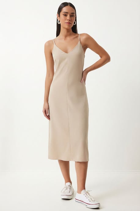 V-Ausschnitt ärmelloses Midi-Nachtkleid - Image 1