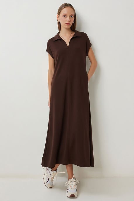 Polo-Kragen Pull-On Midi-Kleid mit Tasche - Image 2