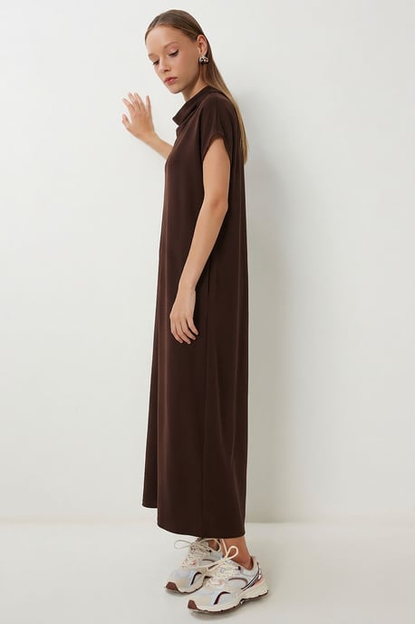 Polo-Kragen Pull-On Midi-Kleid mit Tasche - Image 3