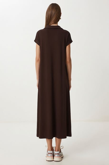 Polo-Kragen Pull-On Midi-Kleid mit Tasche - Image 4