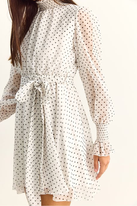 Polka-Dot-Halb-Turtleneck-Minikleid mit Gürtel - Image 5