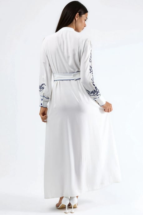 Blumenbedrucktes Midikleid mit Gürtel - Image 3