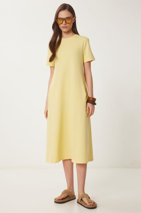 Midikleid mit kurzen Ärmeln und Rundhalsausschnitt - Image 2