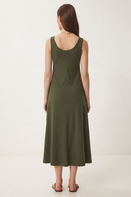 U-Kragen Midi-Kleid - Image 3