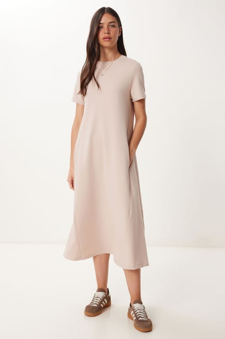 Midi-Kleid mit kurzen Ärmeln und Rundhalsausschnitt - Image 2
