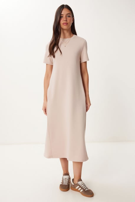 Midi-Kleid mit kurzen Ärmeln und Rundhalsausschnitt - Image 3