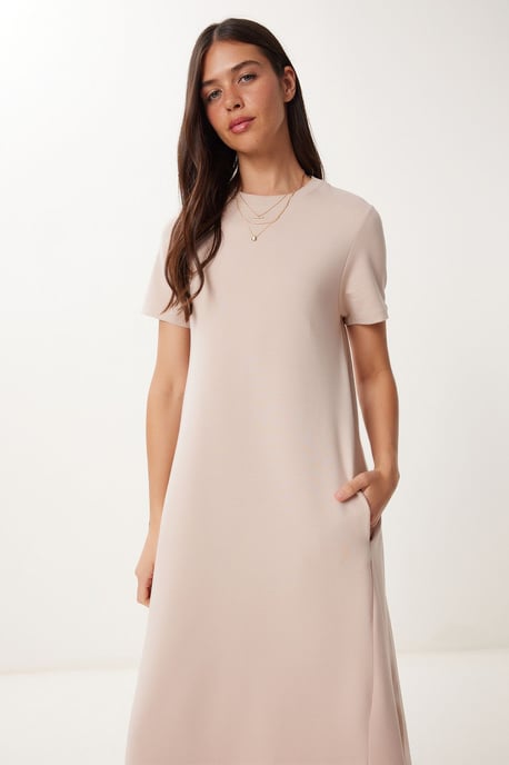 Midi-Kleid mit kurzen Ärmeln und Rundhalsausschnitt - Image 4