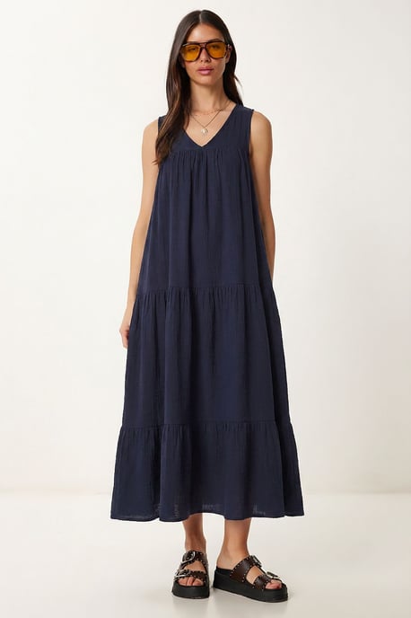Rüschen V-Ausschnitt Midi-Kleid - Image 4