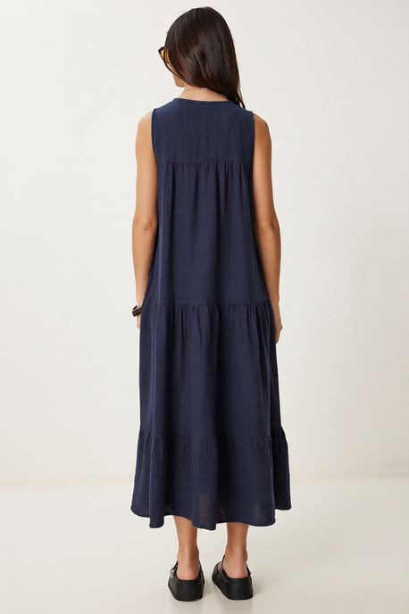 Rüschen V-Ausschnitt Midi-Kleid - Image 5