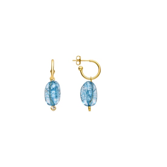 Luxenter Sterling Silber 925 und dunkelblauer Kristall 18k Gold Finish Ohrringe - Xiua - Image 1